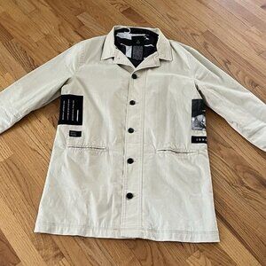 I Love Ugly Mens Overcoat Trench Designer Piece Cotton Khaki "Hi Stranger" M